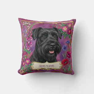 Personalisiertes schwarzes Schnauzer-Rosafarbenes Kissen