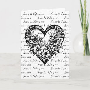 Personalisiertes schwarzes Stammesherz zum Valenti Karte