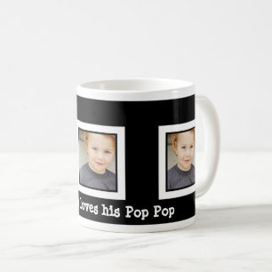 Personalisiertes Schwarzes u. des Weiß-drei Foto Kaffeetasse