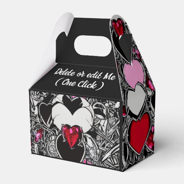 Personalisiertes Schwarzes und Rotes Herz Illus Ge Geschenkschachtel (Vorderseite)