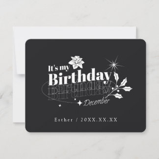 Personalisiertes schwarzes Zitat Florales Dezember Einladung