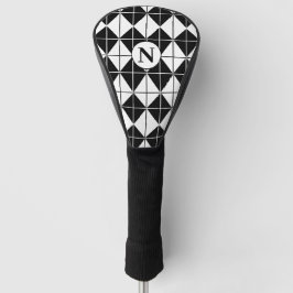 Personalisiertes Schwarzweiß-Raute-Muster Golf Headcover