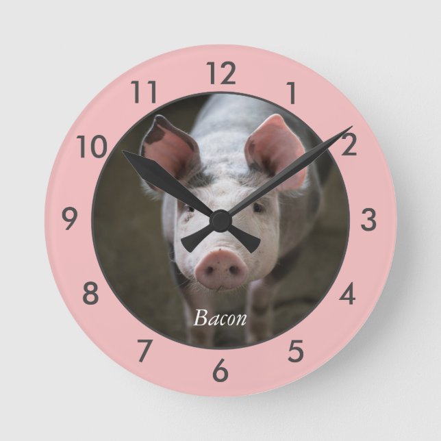 Personalisiertes Schwein große Uhr (Vorderseite)