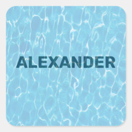 Personalisiertes Schwimmbad unter Wasserzeichen Quadratischer Aufkleber