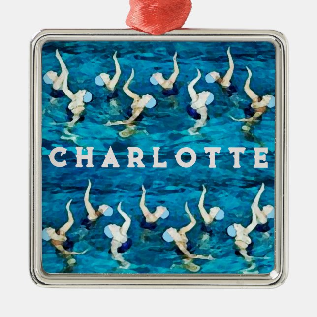 Personalisiertes Schwimmen Ornament Aus Metall (Vorne)