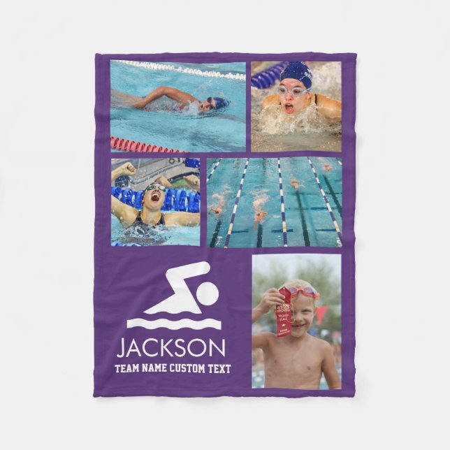 Personalisiertes Schwimmfoto Sammelbegriff Schwimm Fleecedecke (Vorderseite)