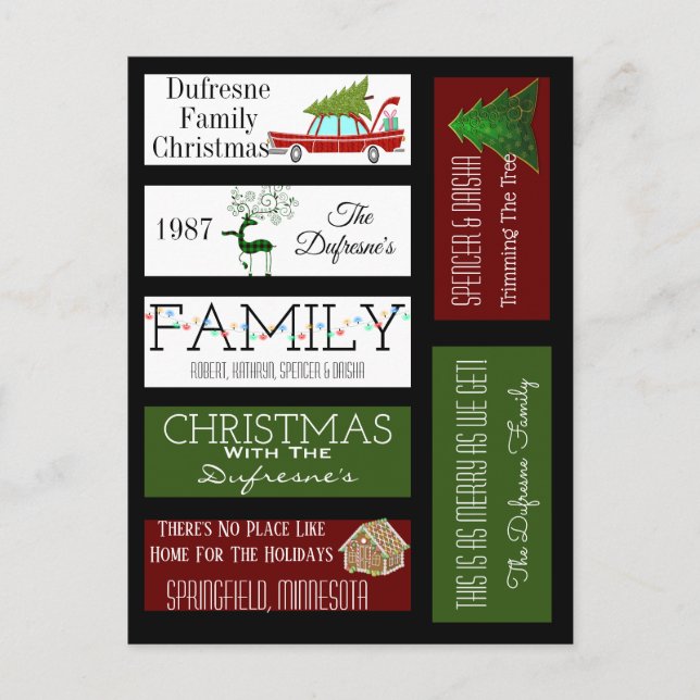 Personalisiertes Scrapbook Weihnachtsschilder Postkarte (Vorderseite)