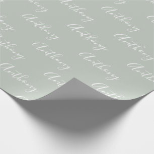 Personalisiertes Script Green Elegant Geschenkpapier