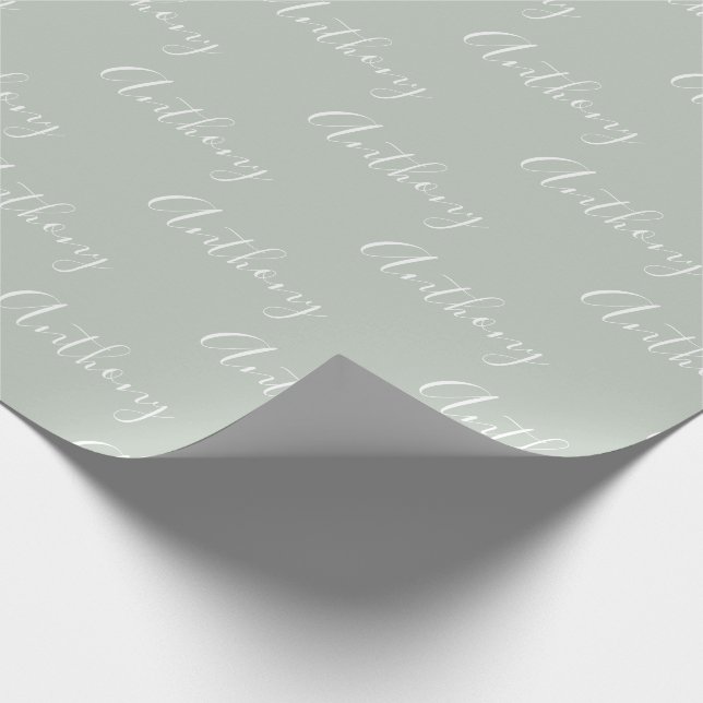 Personalisiertes Script Green Elegant Geschenkpapier (Ecke)