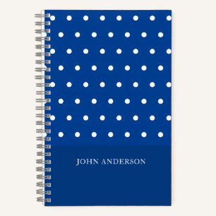 Personalisiertes Script Niedlich Blue Polka Dots M Notizbuch