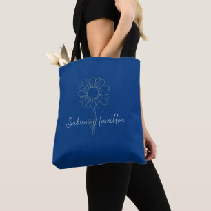 Personalisiertes Script Niedlich Daisy Navy Blue E Tasche