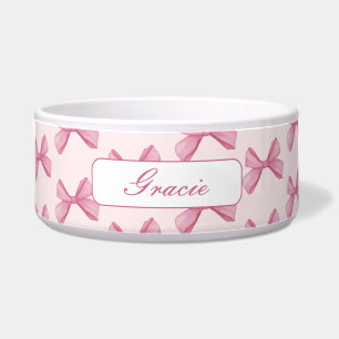 Personalisiertes Script Rosa Bow Dog Napf