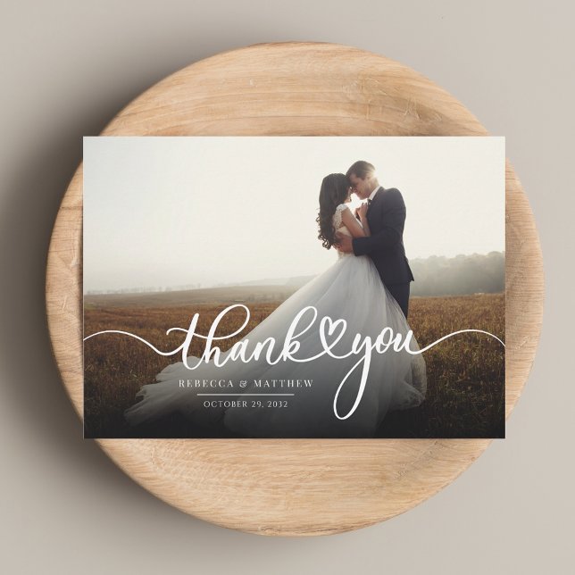 Personalisiertes Script Wedding Foto Vielen Dank Mitteilungskarte (Personalized Script Wedding Photo Thank You Note Card)