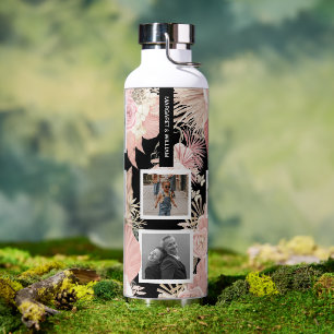 Personalisiertes Sechs-Foto-Boho-Blumendesign Trinkflasche
