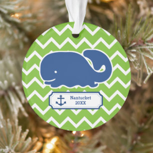 Personalisiertes Seewal-Anker-Grün Zickzack Ornament