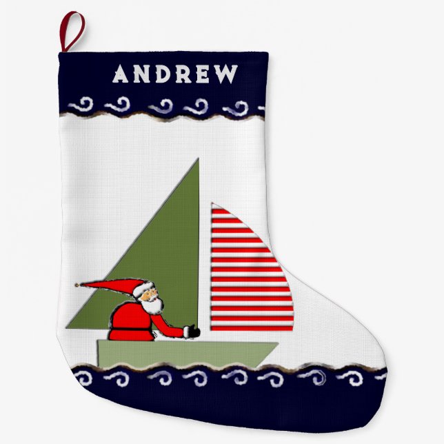 Personalisiertes Segelreisen Großer Weihnachtsstrumpf (Vorderseite)