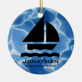 Personalisiertes Segelschiff Keramikornament