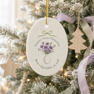Personalisiertes Sept.-Geburtsblume Erstes Weihnac Keramik Ornament