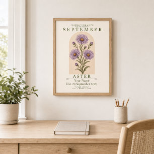 Personalisiertes September-Aster-Geburtsblumenpost Poster