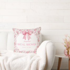 Personalisiertes Shabby Chic Pink Bow Brautparty Kissen