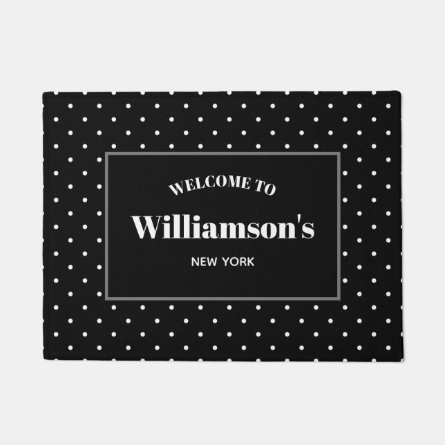 Personalisiertes Shabby Chic Polka Dots Design Fußmatte (Vorderseite)