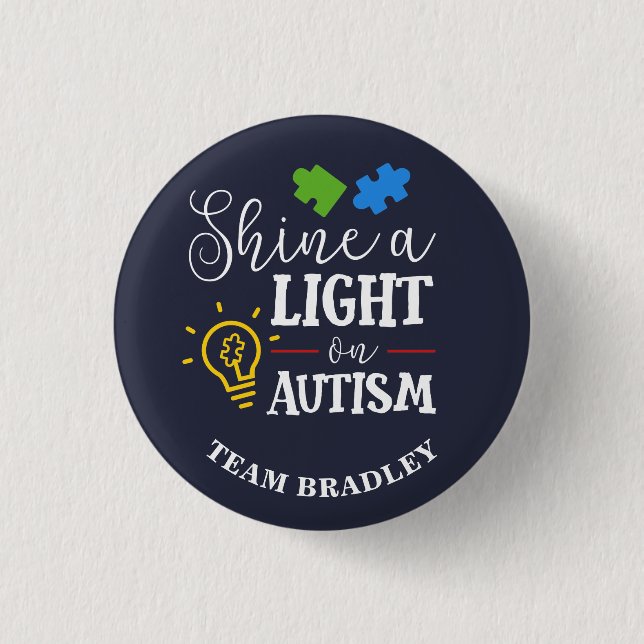 Personalisiertes Shine A Light on Autismus Matchin Button (Vorderseite)