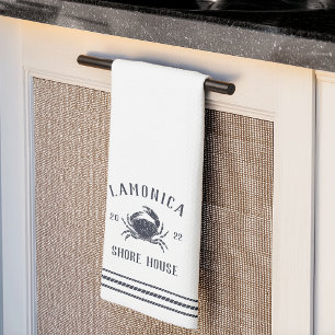 Personalisiertes Shopping House, Navy & White Rust Geschirrtuch