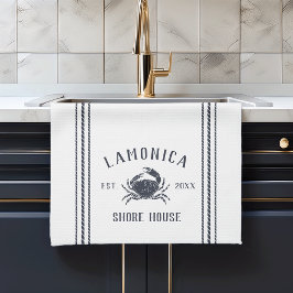 Personalisiertes Shopping House, Navy & White Rust Geschirrtuch