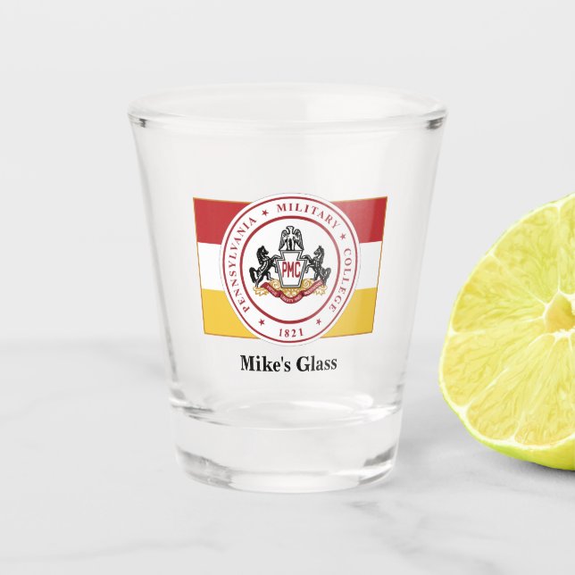 PERSONALISIERTES SHOT-GLAS W/PMC-FLAG SCHNAPSGLAS (Vorderseite)