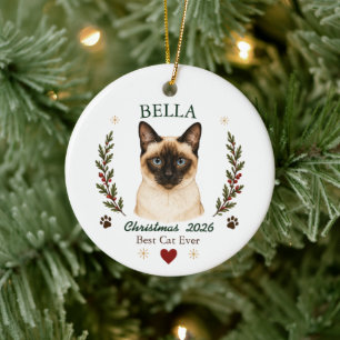 Personalisiertes siamesisches Katzen-Weihnachten Keramik Ornament