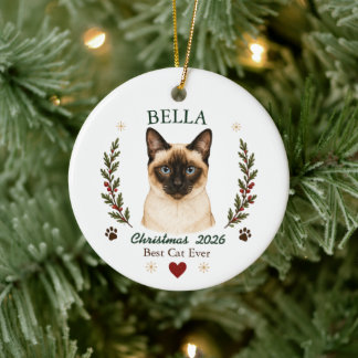 Personalisiertes siamesisches Katzen-Weihnachten Keramik Ornament
