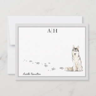 Personalisiertes Siberisches Huskie-Grau-Border-Mo Mitteilungskarte