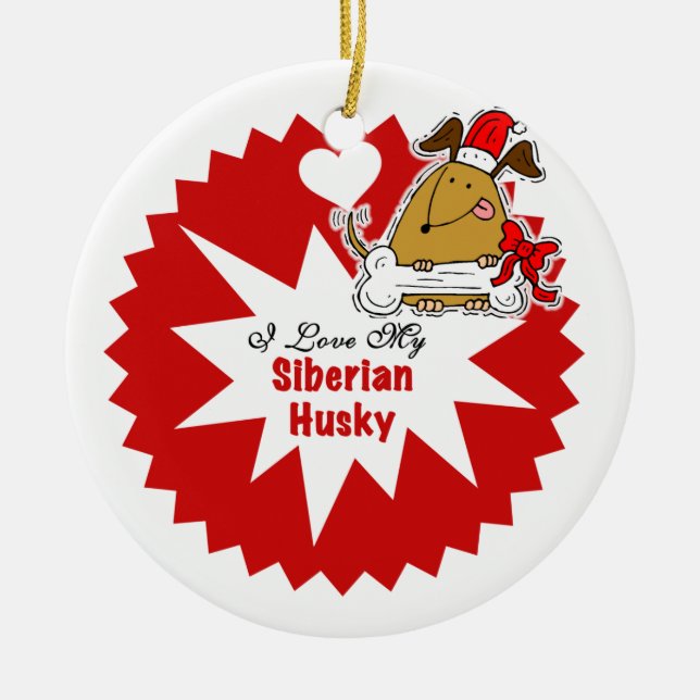Personalisiertes sibirisches Husky Keepake Ornamen Keramik Ornament (Vorne)