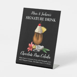 Personalisiertes Signature-Drink-Schokoladen-Piña- Sockelschild