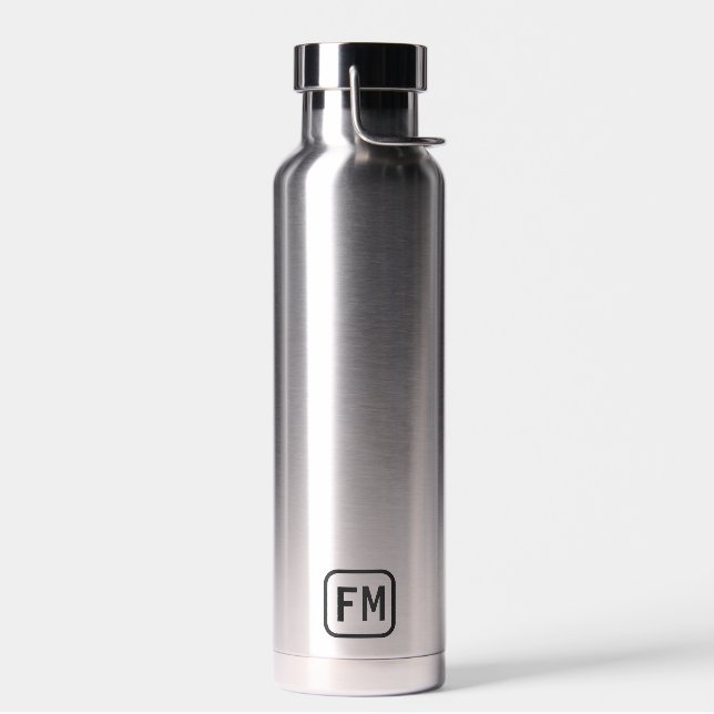 Personalisiertes Silber mit Schwarz-Modern-Monogra Trinkflasche (Links)