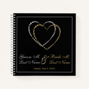 Personalisiertes Silver and Gold Wedding Gästebuch Notizbuch