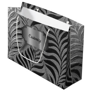 Personalisiertes Silver Leaf Motif Große Geschenktüte