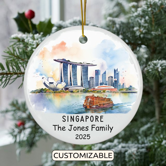Personalisiertes Singapur-Ornament, Asien Keramik Ornament (Von Creator hochgeladen)