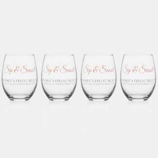 Personalisiertes Sip & Sunset-Stemless-Weinglas-Se Weinglas Ohne Stiel