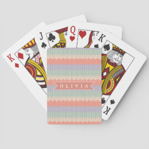 Personalisiertes skandinavisches Pastell-Strickmus Spielkarten