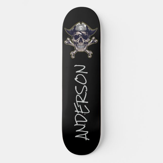 Personalisiertes Skateboard mit Piratenknochen (Vorderseite)