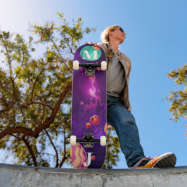 Personalisiertes Skateboard mit Planeten im Weltra