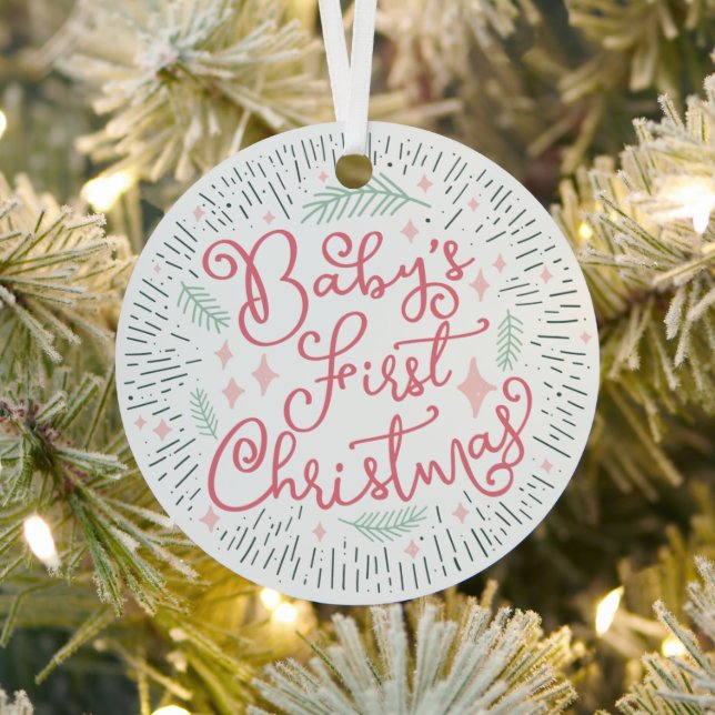 Personalisiertes Sketch Baby's First Metal Ornament Aus Metall (InSitu)