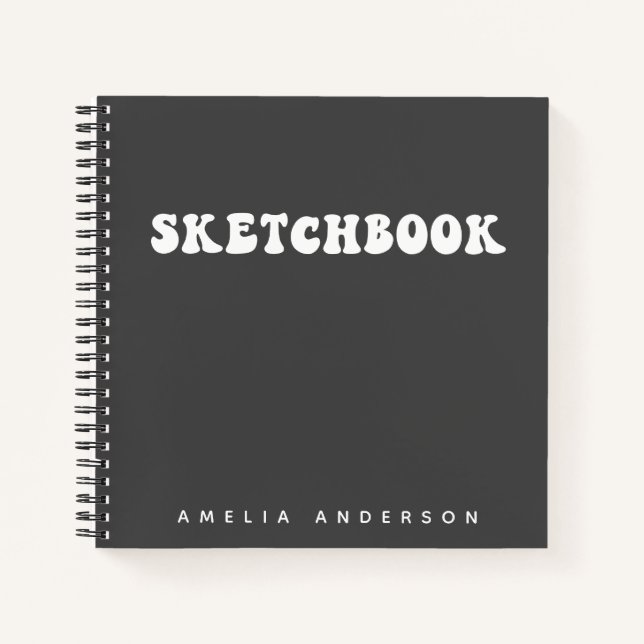 Personalisiertes Sketch | Groovy Black and White Notizbuch (Vorderseite)