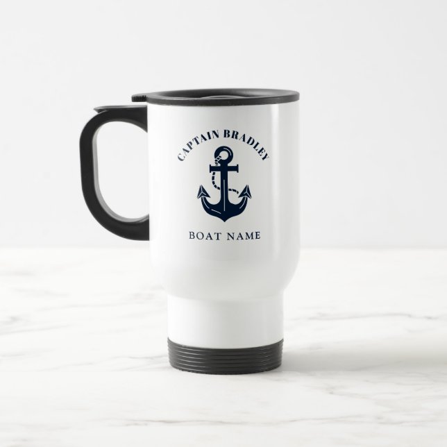 Personalisiertes Skipper-Gefährt-Nautik Reisebecher (Links)