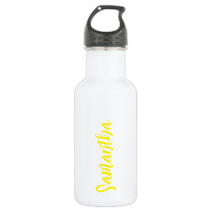 Personalisiertes Skript Ihr Name Neon Yellow Party Edelstahlflasche