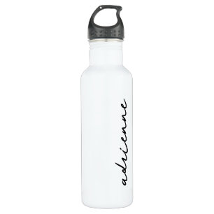 Personalisiertes Skript Minimalistisch Schwarz/Wei Edelstahlflasche