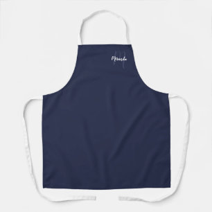 Personalisiertes Skript Monogramm und Name Navy Bl Schürze