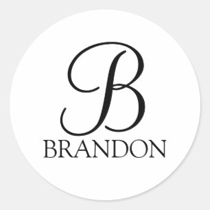 Personalisiertes Skript-Monogramm und Name Runder Aufkleber