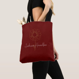 Personalisiertes Skript Niedlich Daisy Maroon Eleg Tasche
